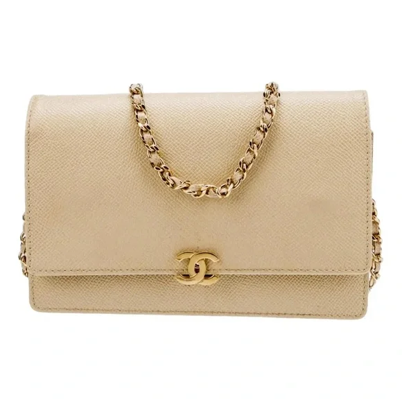 Chanel Caviar Beige small flap crossbody bag with gold chain and cc lock - Picture 4 of 13